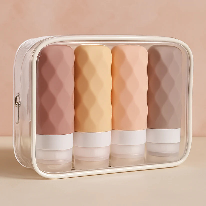 Paquete de 4 botellas de silicona aprobadas por la TSA