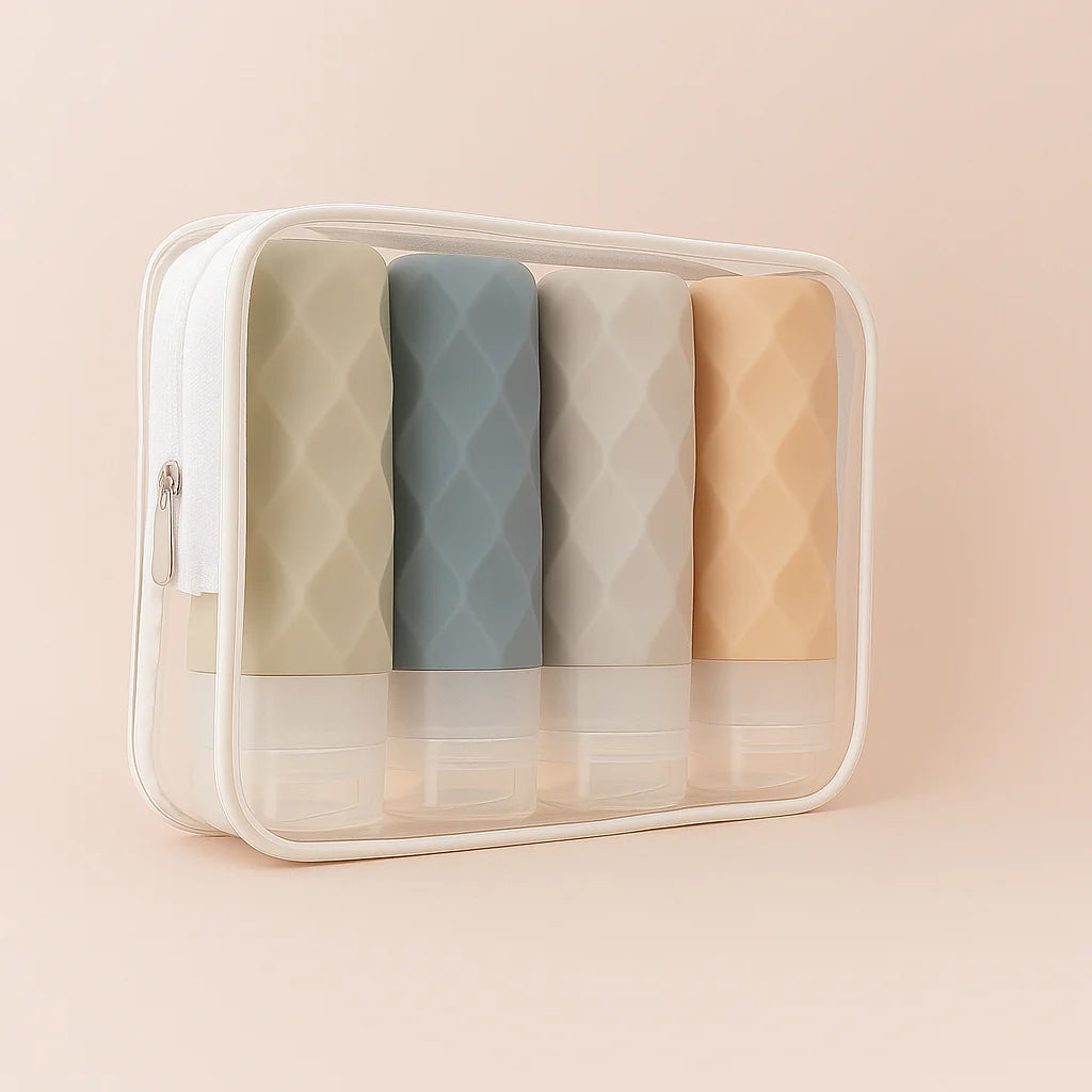 Paquete de 4 botellas de silicona aprobadas por la TSA