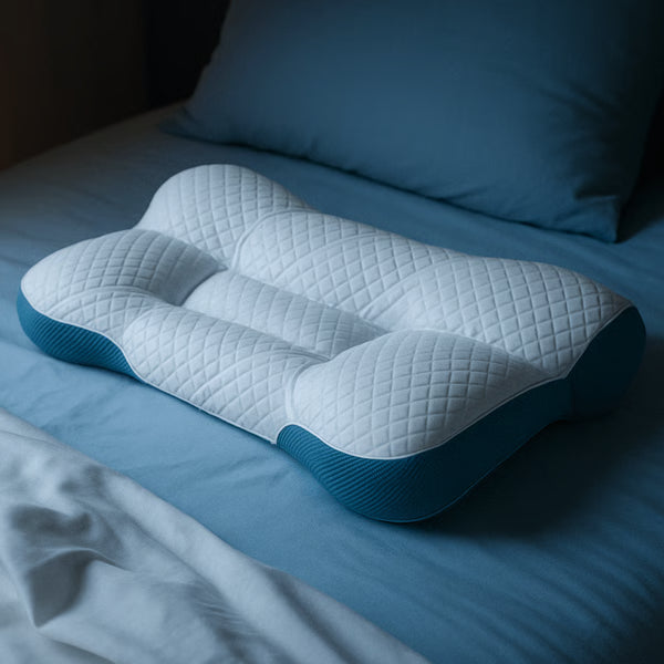 Almohada ergonómica de plumón de ganso con soporte cervical