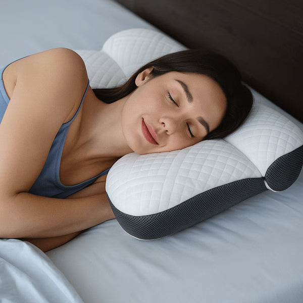 Almohada ergonómica de plumón de ganso con soporte cervical